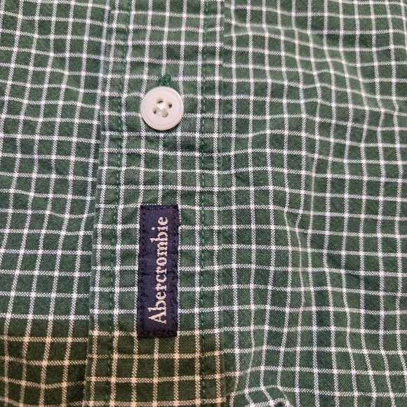 Vtg Abercrombie Fitch Shirt Mens Small Green Plaid Preppy Y2K Muscle - Picture 2 of 8